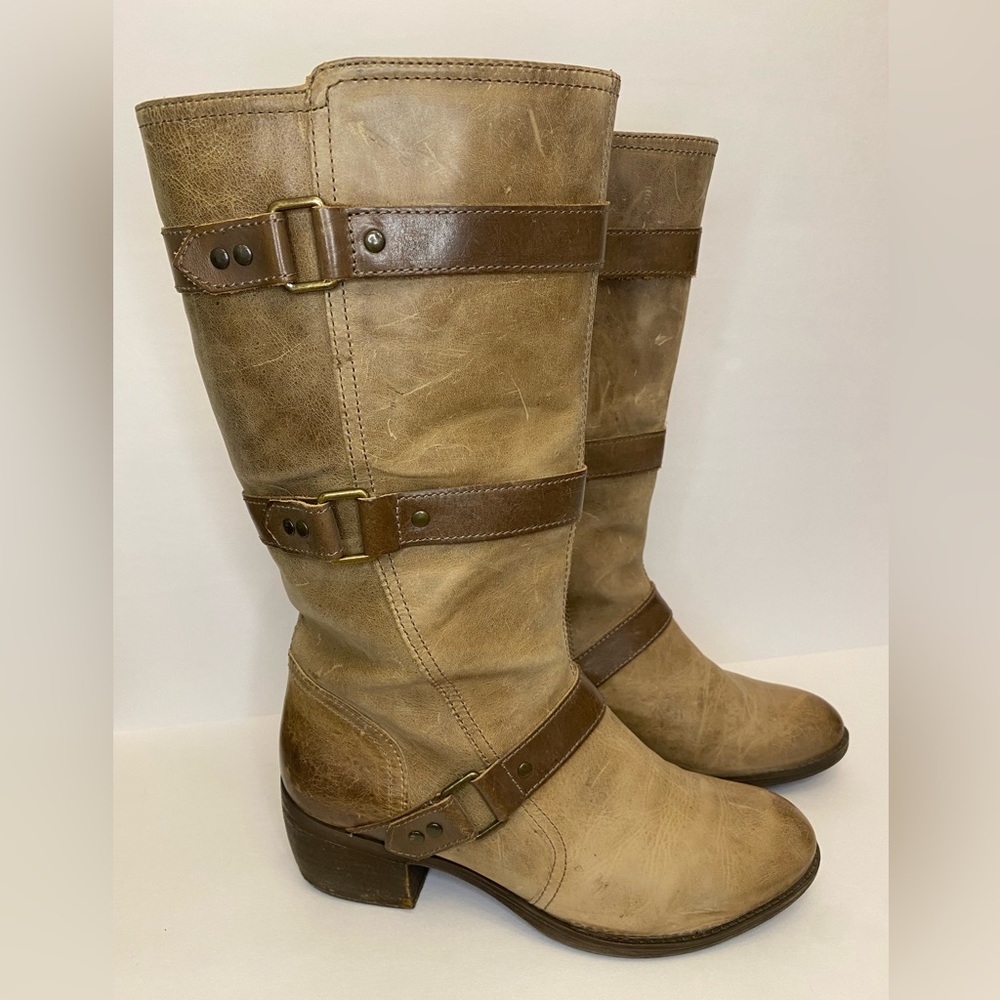 Nurture Dorado Light Brown Leather Moto Biker Boot